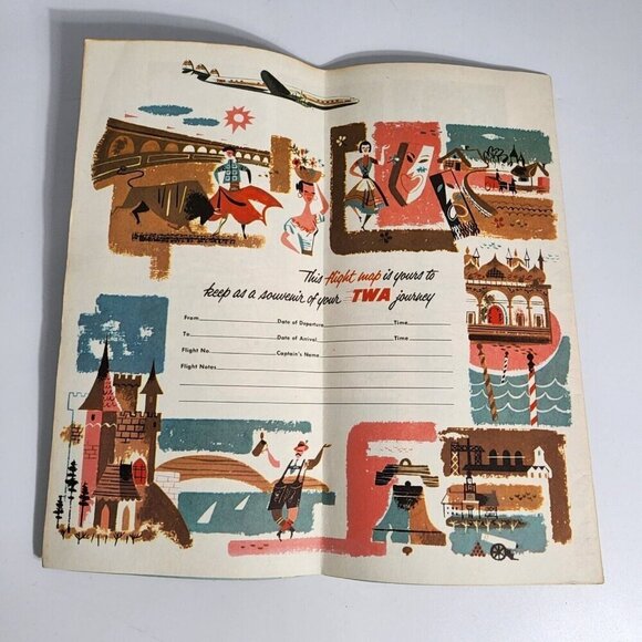 TWA International Air Routes 1954 20 Pages Booklet with Great Air Route Maps - Picture 2 of 12
